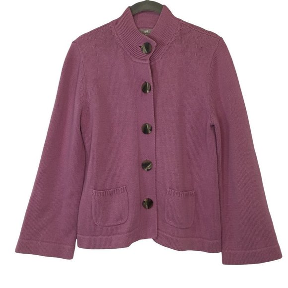 J Jill Cardigan Sweater Jacket Size XS Button-Up Orchid Lavender Pockets Collar - Picture 7 of 9
